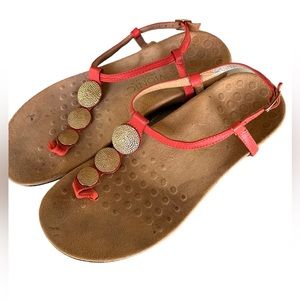 Vionic orange leather Strappy sandals with gold